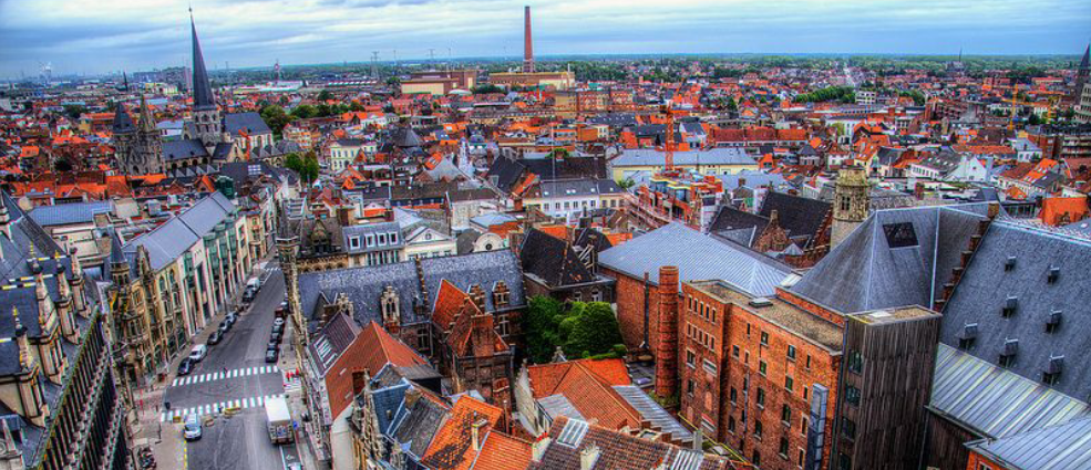 Arieal view of Ghent, Belgium
